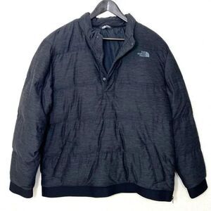 The North Face Puffer 550 Down Pullover Size L Black 1/4 Snap Button Jacket